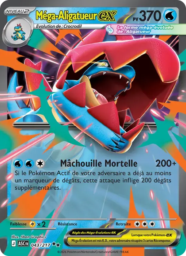 Carte Pokémon Méga-Aligatueur-ex #043 — Héros Transcendants