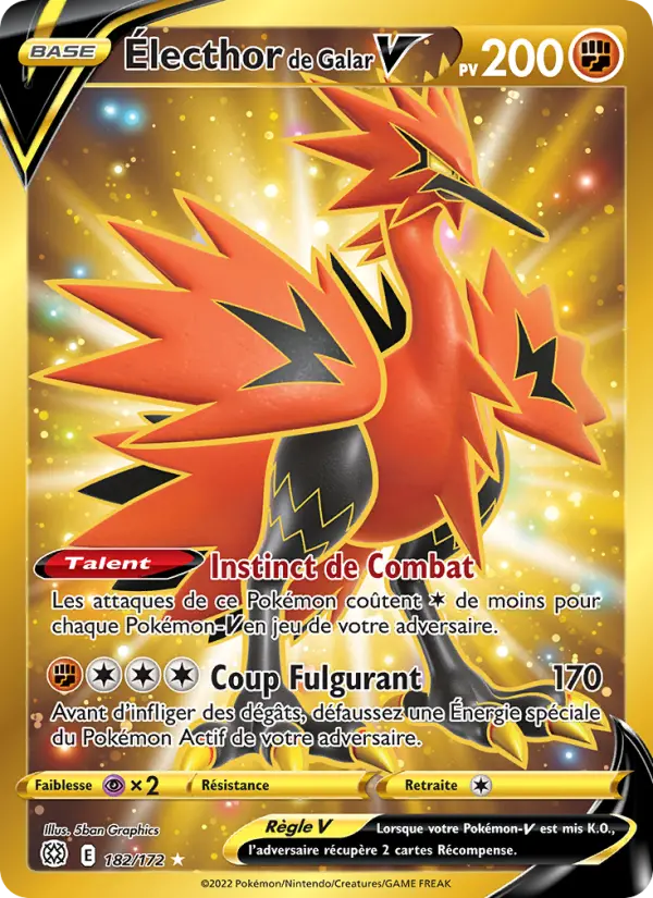 Carte Pokémon Électhor de Galar V #182 — Stars Étincelantes