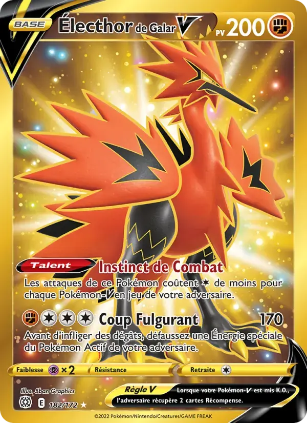 Carte Pokémon Électhor de Galar V #182 — Stars Étincelantes