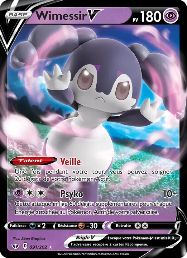 Carte Pokémon Wimessir V #91 — Épée et Bouclier