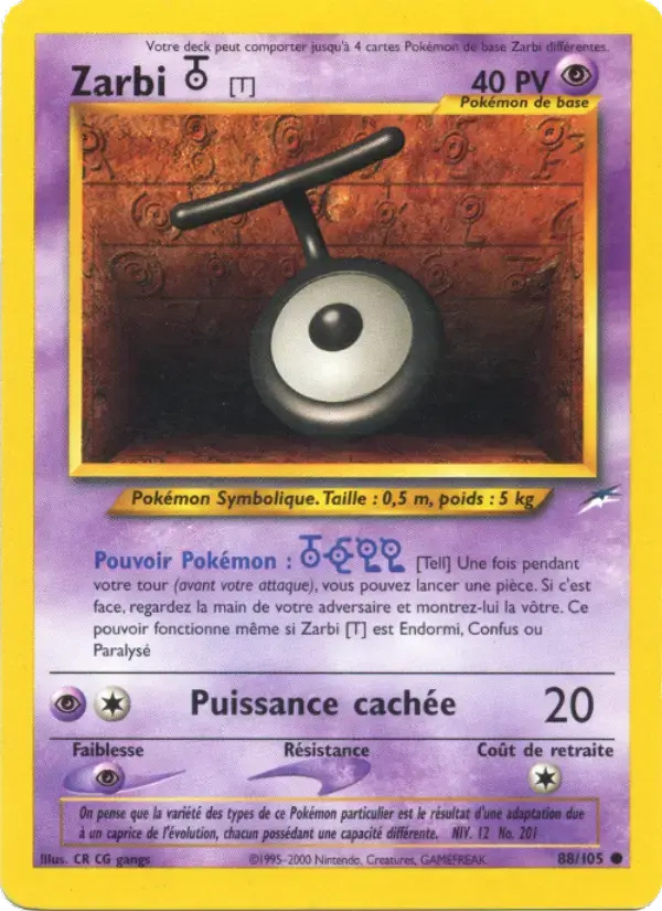 Carte Pokémon Zarbi T #88 — Neo Destiny