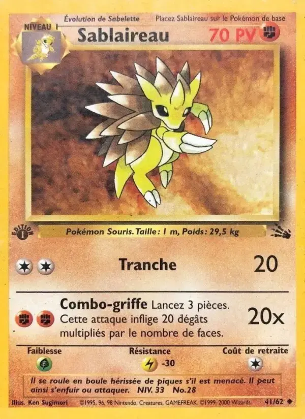 Carte Pokémon Sablaireau #41 — Fossile