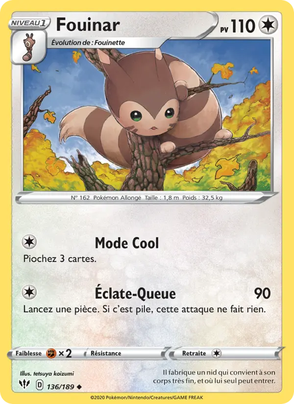Carte Pokémon Fouinar #136 — Ténèbres Embrasées