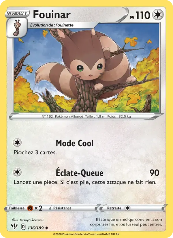 Carte Pokémon Fouinar #136 — Ténèbres Embrasées