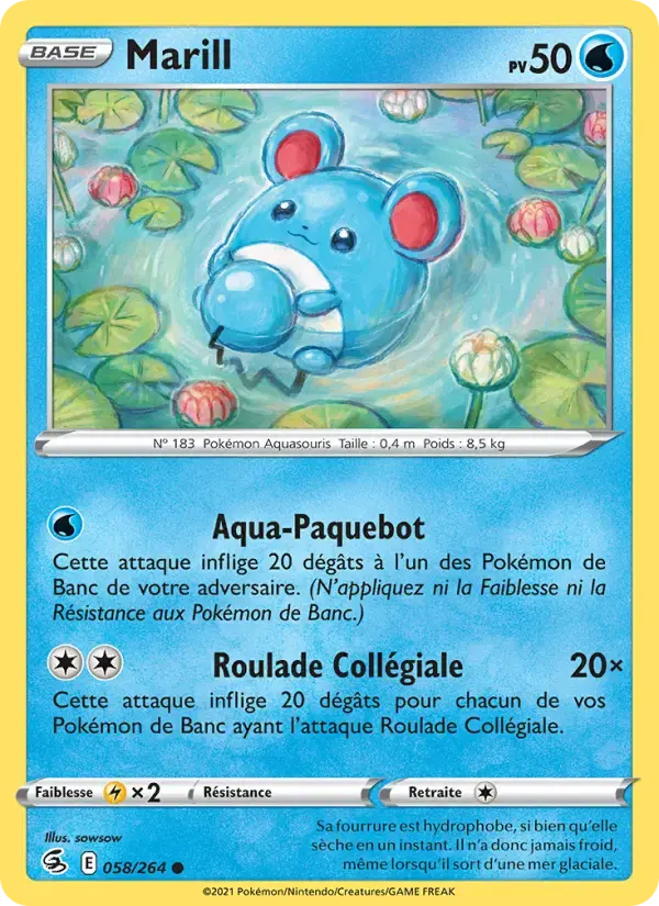 Carte Pokémon Marill #58 — Poing de Fusion
