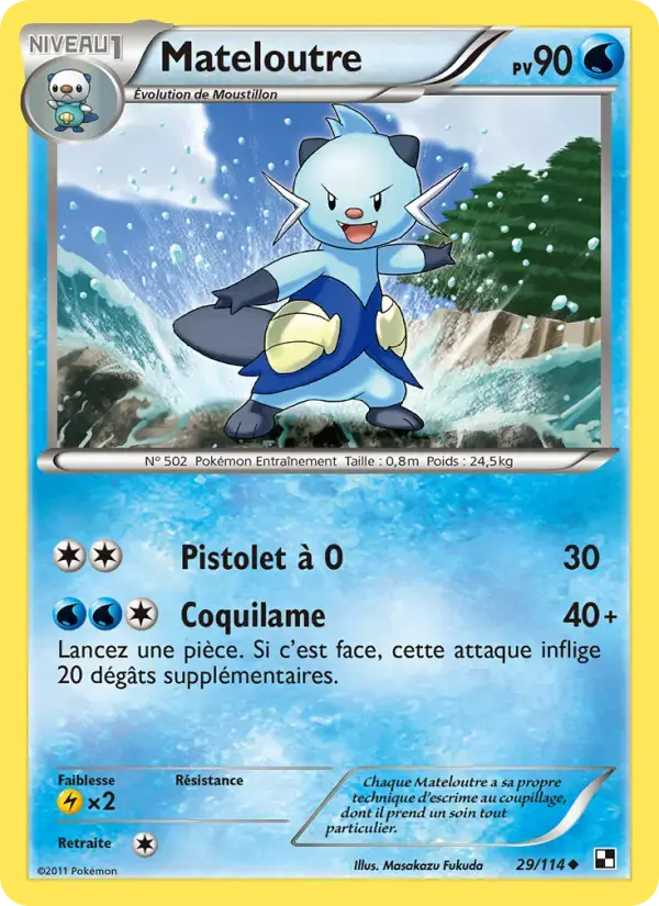 Carte Pokémon Mateloutre #29 — Noir et Blanc