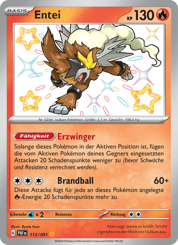 Carte Pokémon Entei #112 — Destinées de Paldea