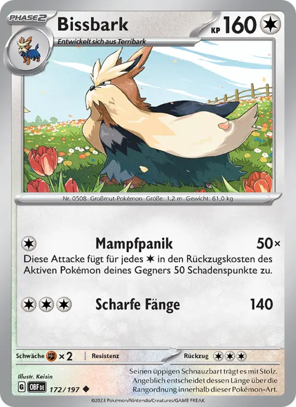 Carte Pokémon Mastouffe #172 — Flammes Obsidiennes