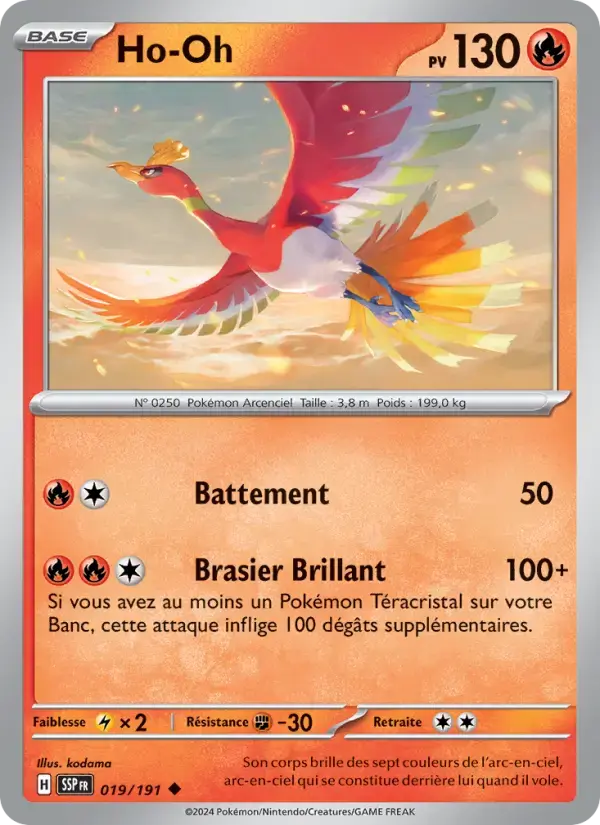 Carte Pokémon Ho-Oh #019 — Étincelles Déferlantes