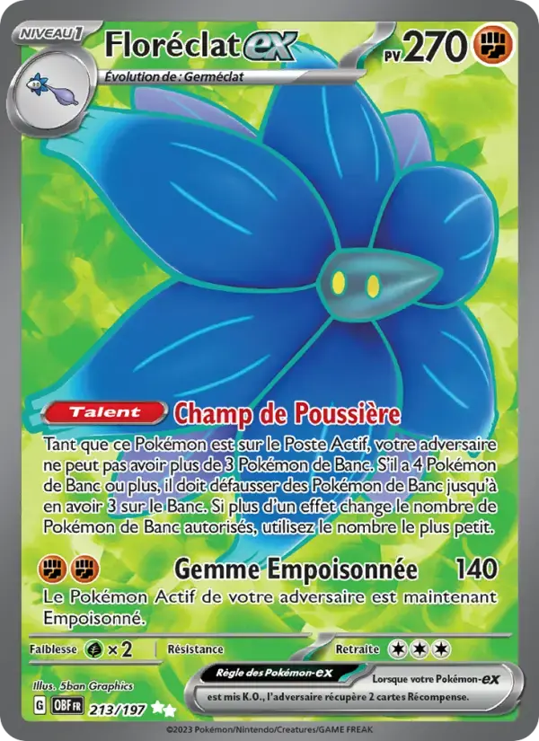 Carte Pokémon Floréclat-ex #213 — Flammes Obsidiennes