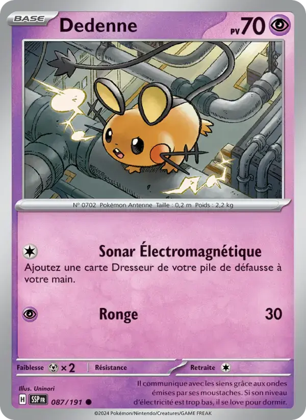 Carte Pokémon Dedenne #087 — Étincelles Déferlantes
