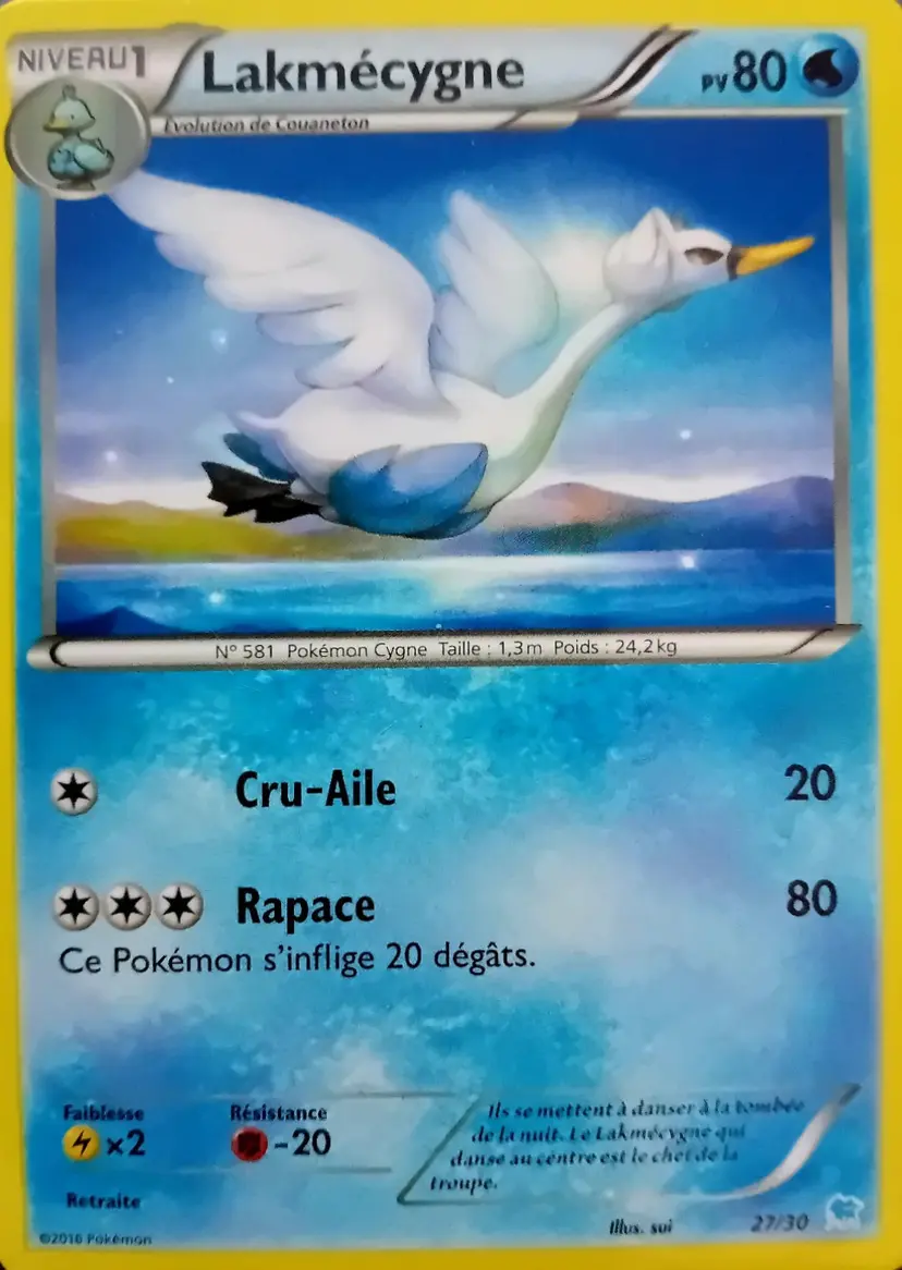 Carte Pokémon Lakmécygne #27 — Kit du Dresseur XY (Suicune)