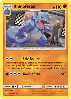 Carte Pokémon Rhinoféros #94 — Alliance Infaillible