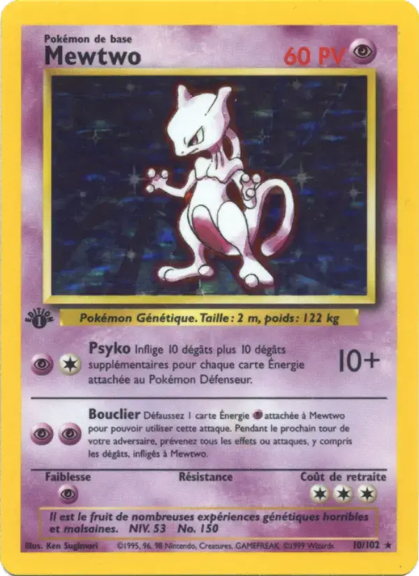 Carte Pokémon Mewtwo #10 — Set de Base
