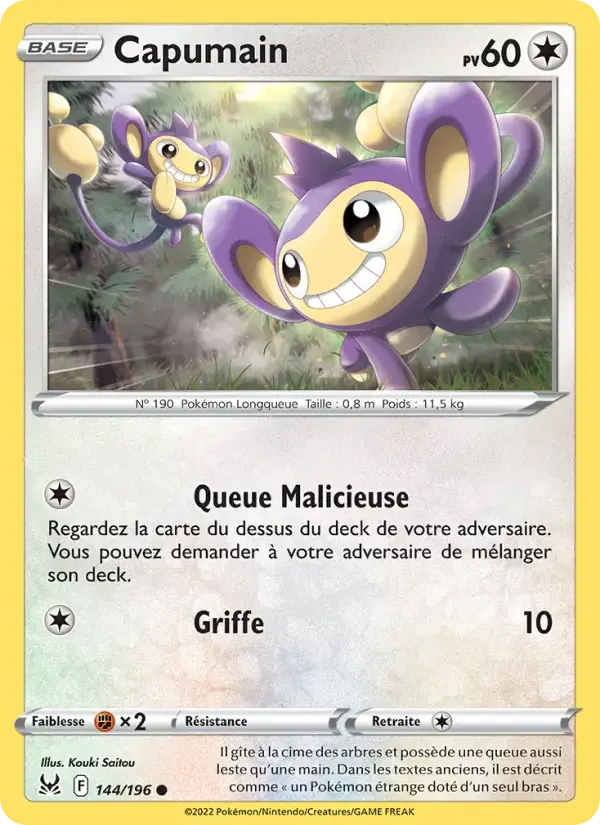 Carte Pokémon Capumain #144 — Origine Perdue