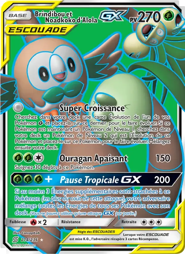 Carte Pokémon Brindibou et Noadkoko d’Alola GX #214 — Harmonie des Esprits