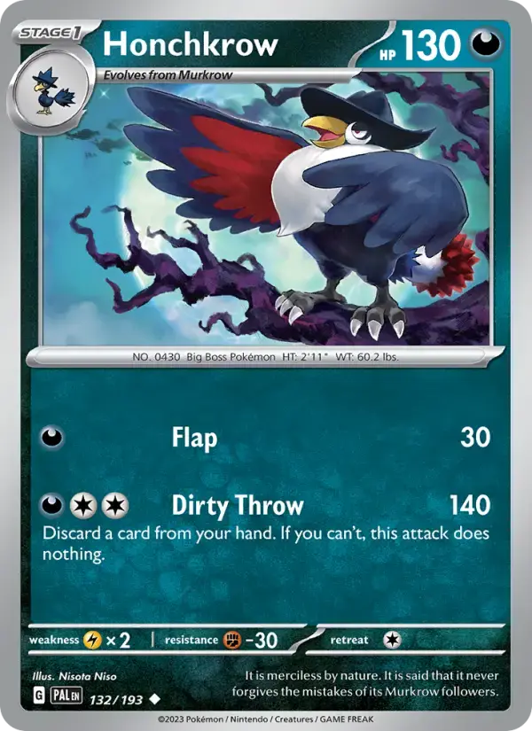Honchkrow #132 — Paldea Evolved