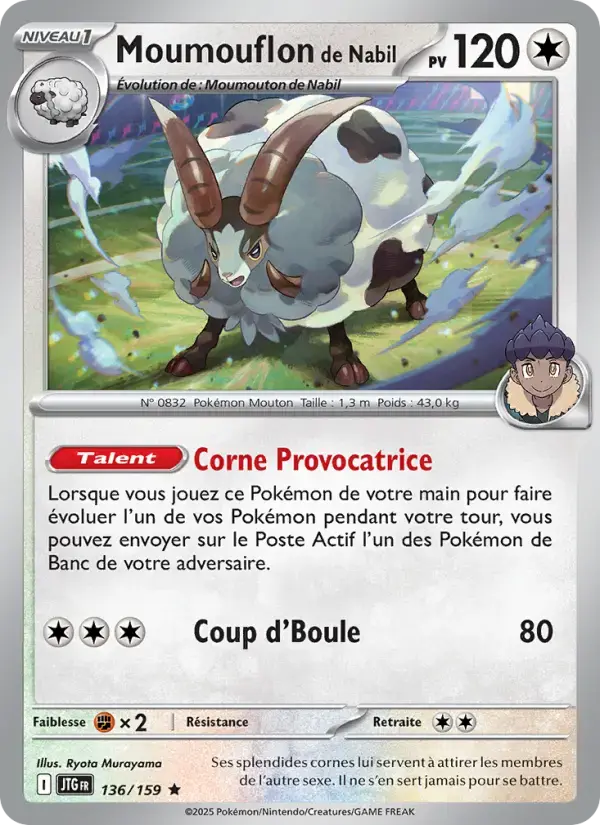 Carte Pokémon Moumouflon de Nabil #136 — Aventures Ensemble
