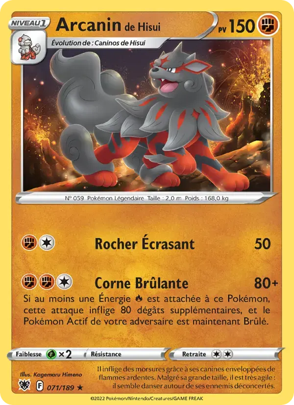 Carte Pokémon Arcanin de Hisui #071 — Astres Radieux