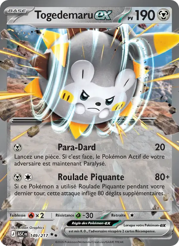 Carte Pokémon Togedemaru-ex #149 — Héros Transcendants