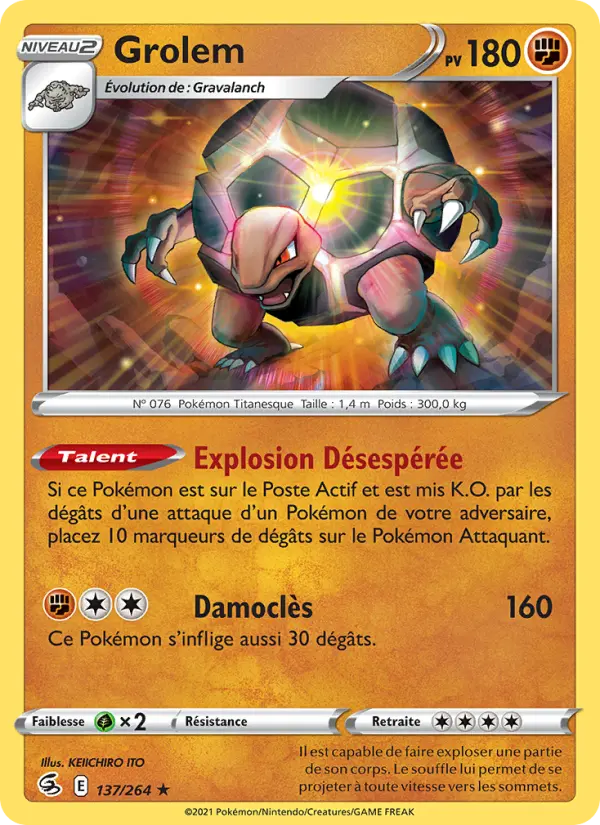 Carte Pokémon Grolem #137 — Poing de Fusion