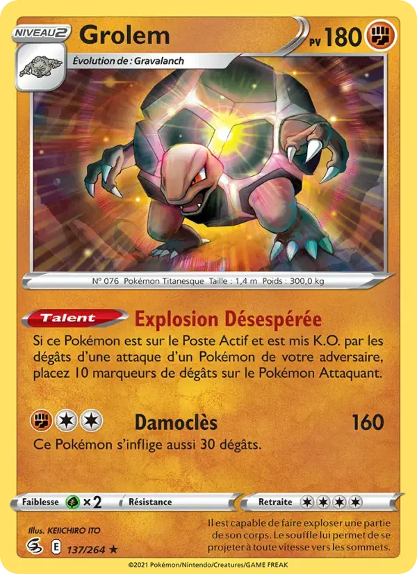 Carte Pokémon Grolem #137 — Poing de Fusion