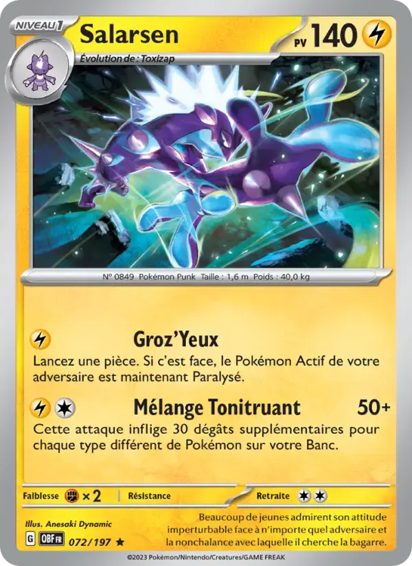 Carte Pokémon Salarsen #072 — Flammes Obsidiennes