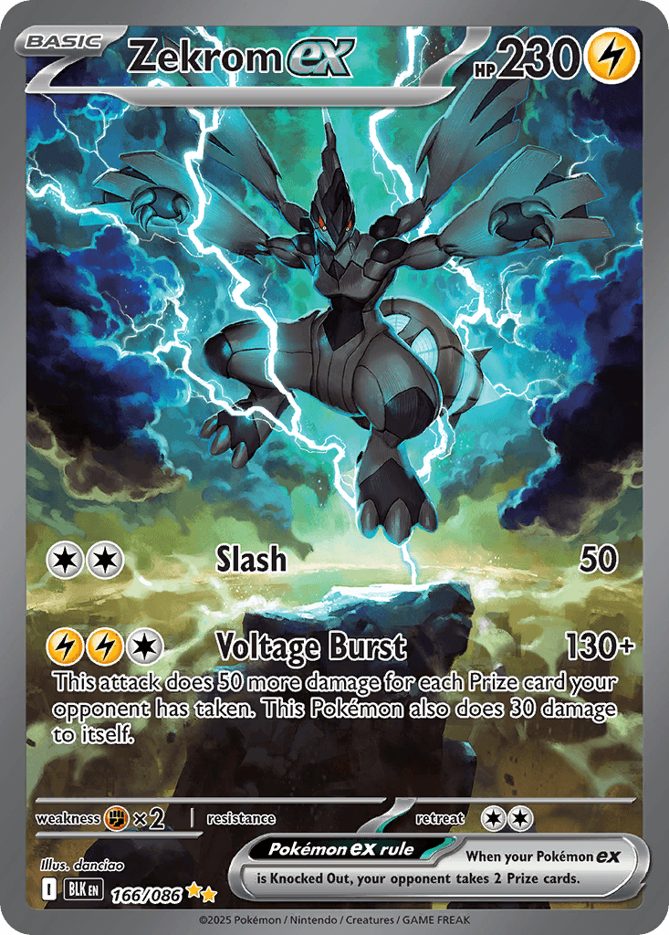 Carte Pokémon Zekrom-ex #166 — Foudre Noire