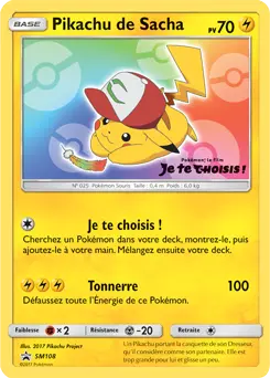 Carte Pokémon Pikachu de Sacha #SM108 — Promos Soleil et Lune