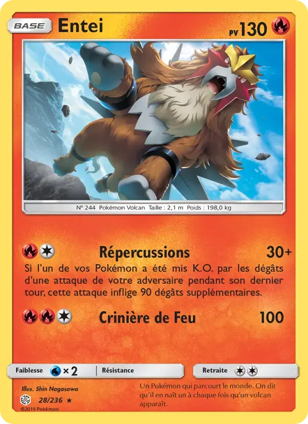 Carte Pokémon Entei #28 — Éclipse Cosmique