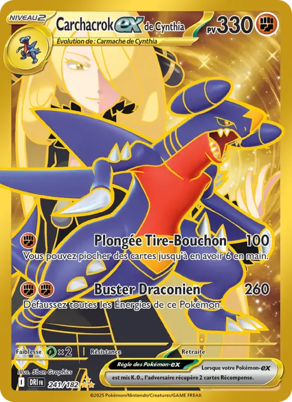 Carte Pokémon Carchacrok-ex de Cynthia #241 — Rivalités Destinées