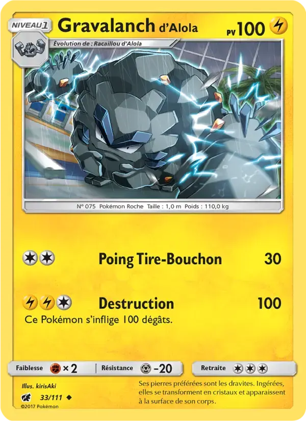 Carte Pokémon Gravalanch d’Alola #33 — Invasion Carmin