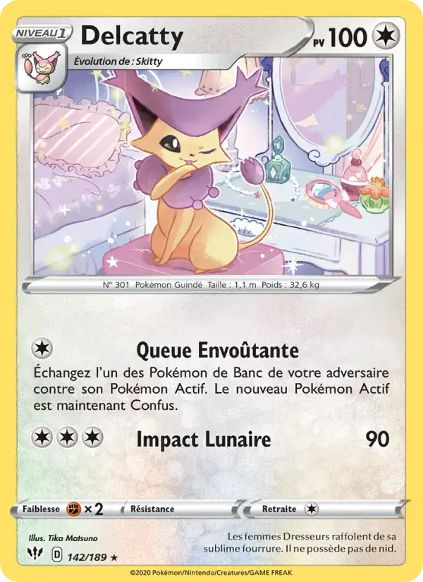 Carte Pokémon Delcatty #142 — Ténèbres Embrasées