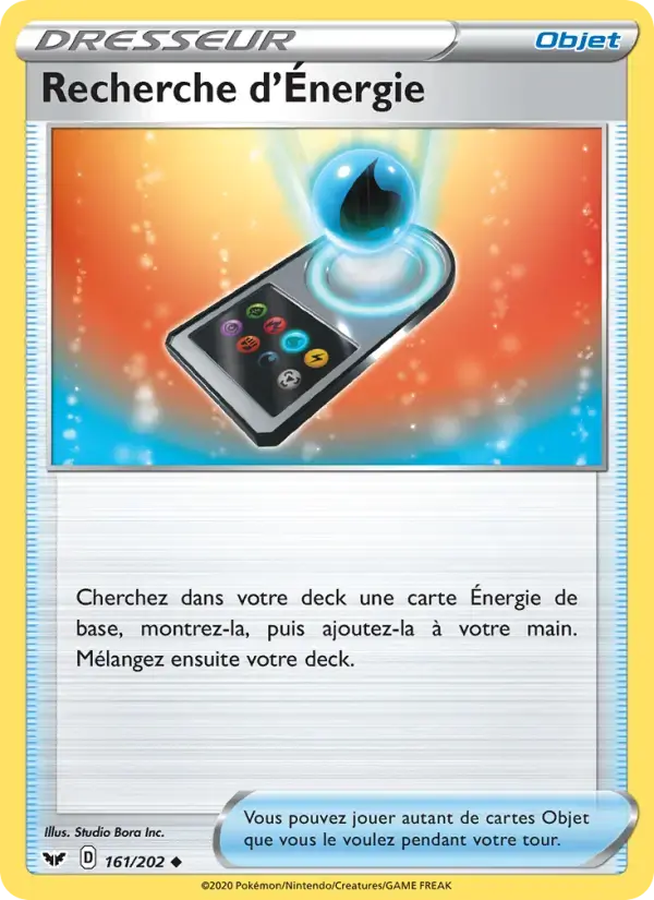 Carte Pokémon Recherche d'Énergie #161 — Épée et Bouclier