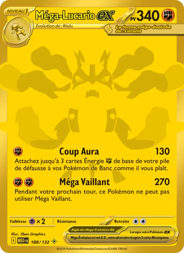 Carte Pokémon Méga-Lucario-ex #188 — Méga-Évolution
