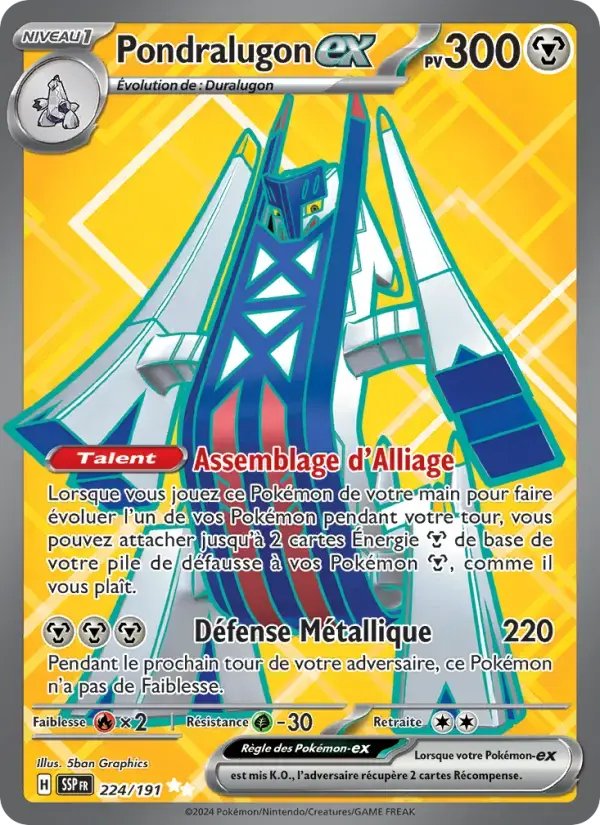 Carte Pokémon Pondralugon-ex #224 — Étincelles Déferlantes