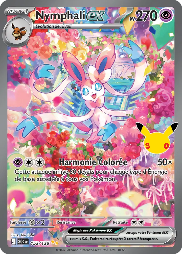Carte Pokémon Nymphali-ex #153 — 30ᵉ Anniversaire