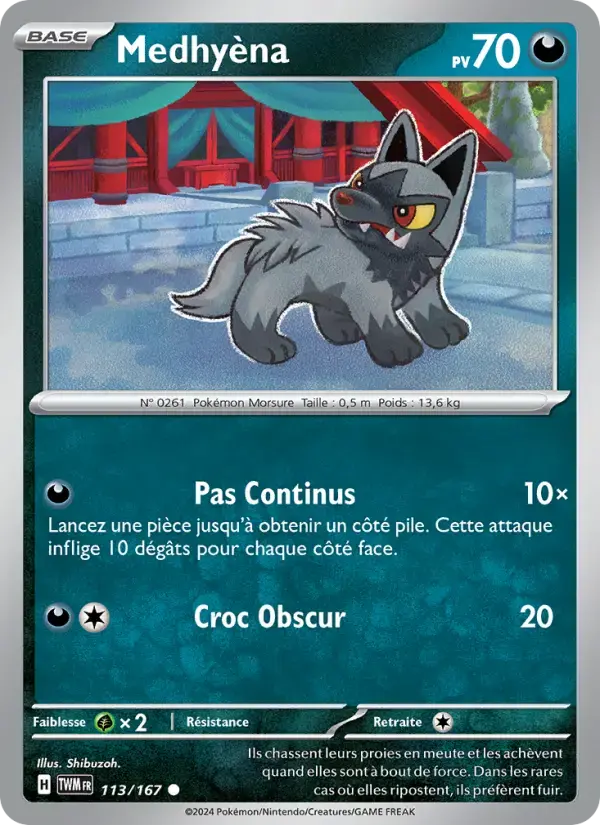 Carte Pokémon Medhyèna #113 — Mascarade Crépusculaire
