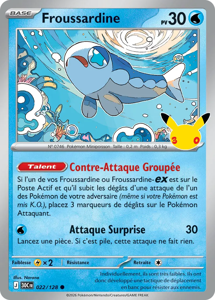 Carte Pokémon Froussardine #022 — 30ᵉ Anniversaire