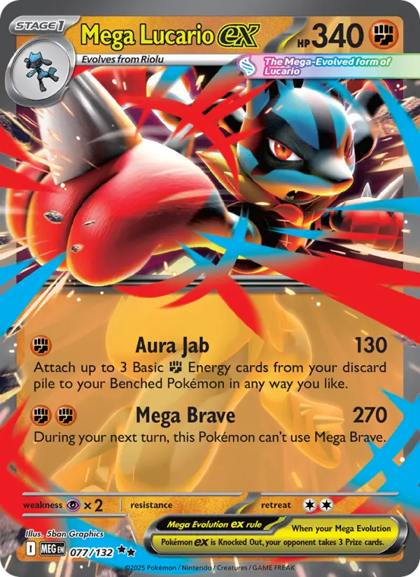 Carte Pokémon Méga-Lucario-ex #077 — Méga-Évolution