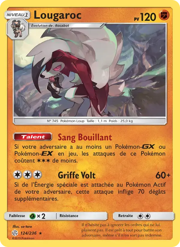 Carte Pokémon Lougaroc #124 — Éclipse Cosmique