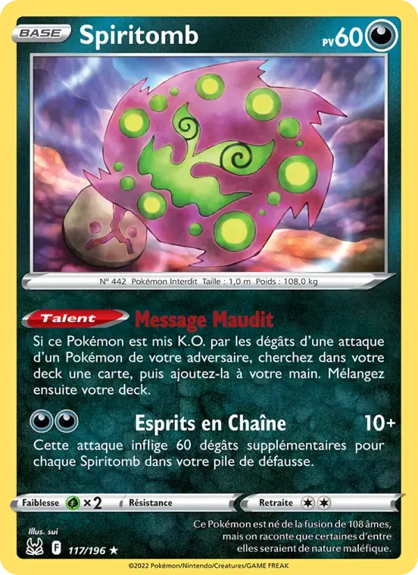 Carte Pokémon Spiritomb #117 — Origine Perdue