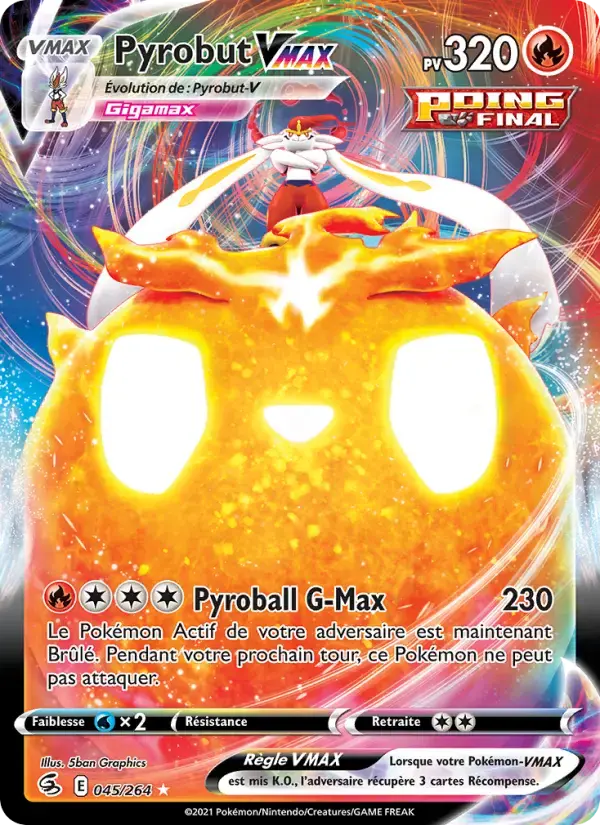 Carte Pokémon Pyrobut VMAX #45 — Poing de Fusion