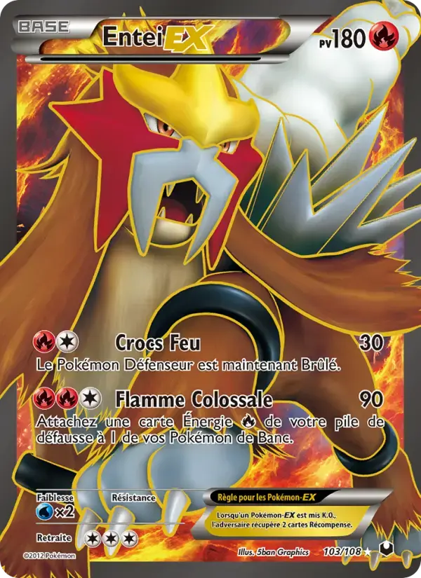 Carte Pokémon Entei-EX #103 — Explorateurs Obscurs