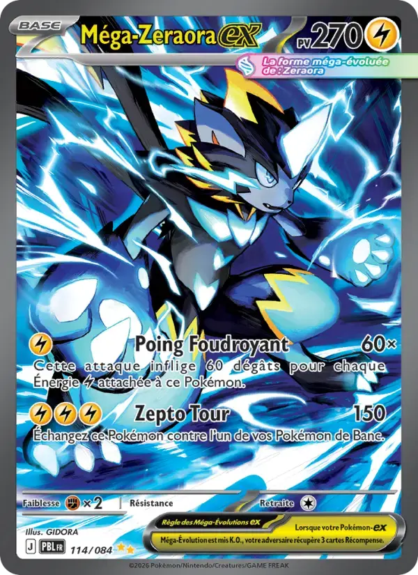 Carte Pokémon Méga-Zeraora-ex #114 — Nuit Noire