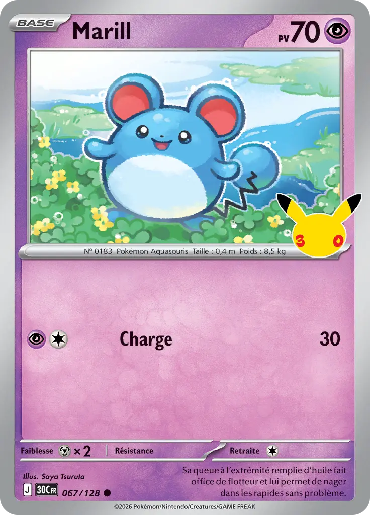 Carte Pokémon Marill #067 — 30ᵉ Anniversaire
