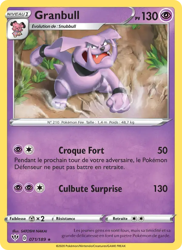Carte Pokémon Granbull #71 — Ténèbres Embrasées