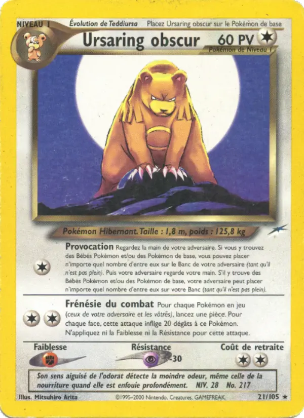 Carte Pokémon Ursaring obscur #21 — Neo Destiny