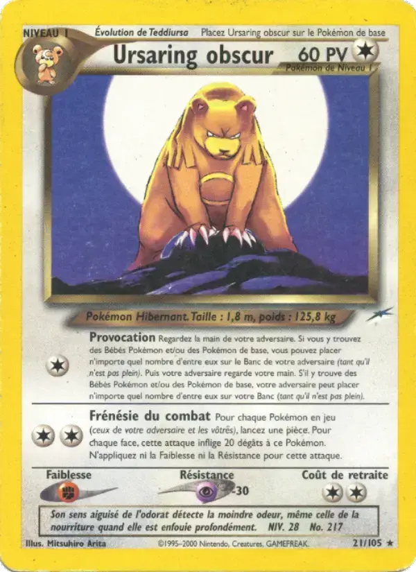Carte Pokémon Ursaring obscur #21 — Neo Destiny