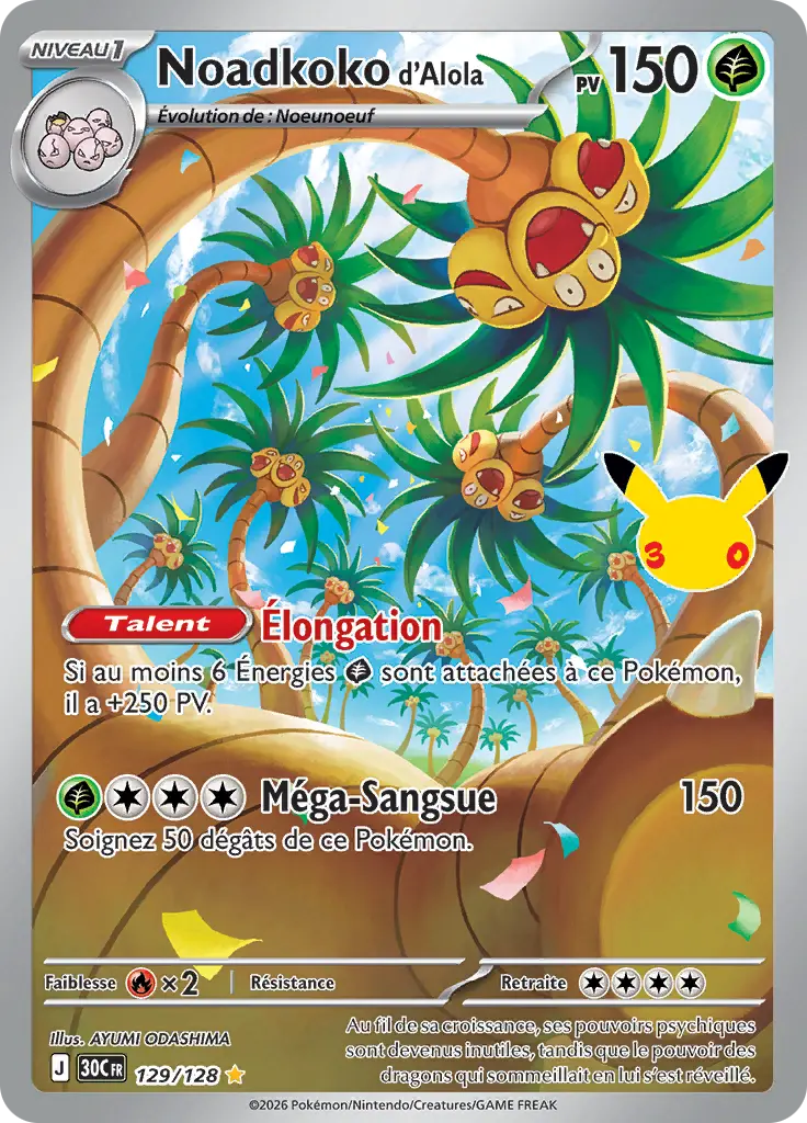 Carte Pokémon Noadkoko d'Alola #129 — 30ᵉ Anniversaire